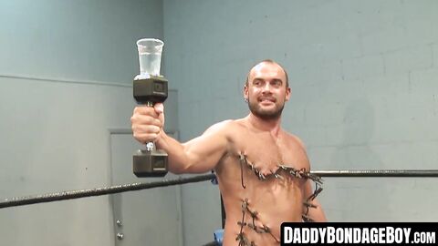 DaddyBondageBoy.com - Inked muscle hunks' nipple clips torment in BDSM play