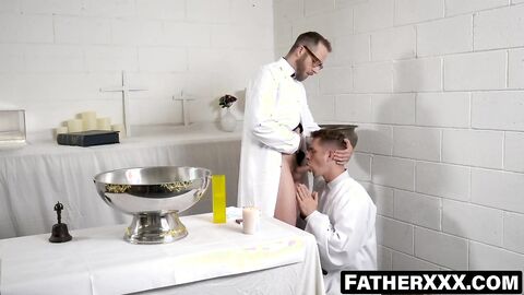 FatherXXX.com - Hot loads of cum filling my hole in a raw church fuck