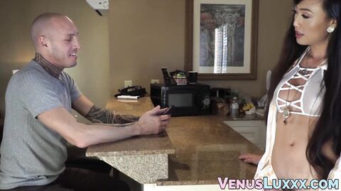 Gorgeous Asian tbabe prepares hunks ass for anal pounding