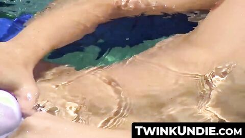 TwinkUndie.com - Cute young twink Patrick Kennedy's poolside cock stroke