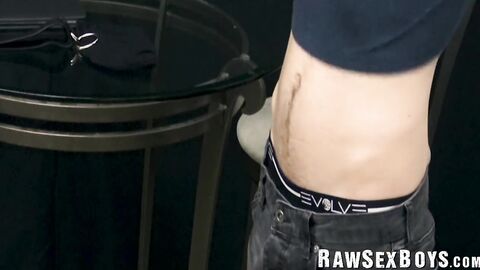 Big dicked stud Logan Carter uses his fat cock to throat fuck bottom Scott Bisset