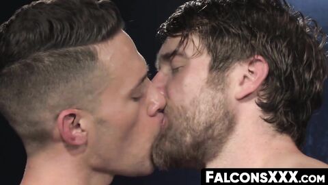 FalconsXXX.com - Athletic gays turn each other on after a workout and then anal pound