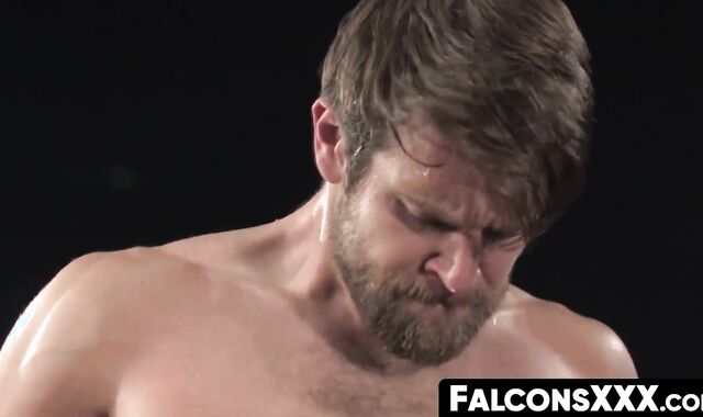 FalconsXXX.com - Athletic gays turn each other on after a workout and then anal pound