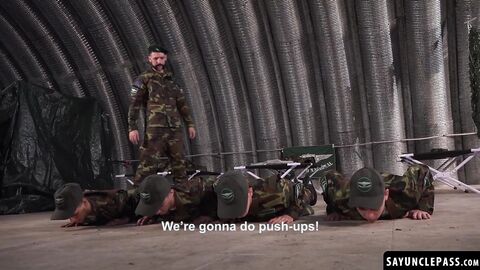 Sergeant Joris Leonard gives his new cadets the taste of his big dick