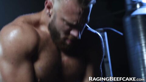 Muscular gym bros Tryp Bates and Brogan bareback intensely