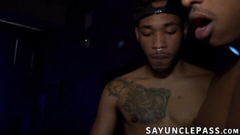 Ty Santana and Kyle Michaels enter a dark room filled with horny men