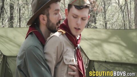 Horny scout Ethan Tate hones his bottom skills with the help of Tucker Barrett