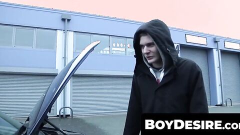 BoyDesire.com - Gay spitroast after a spontaneous car pickup