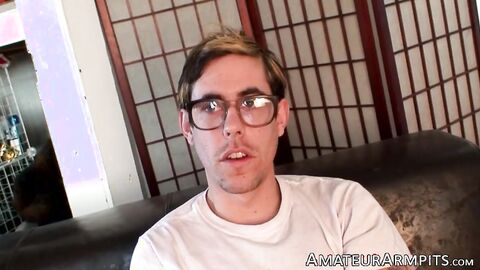 Blond Richie Jacquelette jizzes on his hairy stomach after masturbating