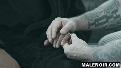 MaleNoir.com - Liam's black abs painted with my oozing white cum