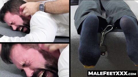 MaleFeetXXX.com - Bearded Joey's screams in a facedown tickling torture by a master's