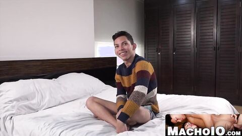 MachoIO.com - Young Latino lovers enjoy rough bareback sex session