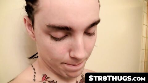 Str8Thugs.com - Inked straight guy Blinx's intense solo cock play and cum shot sessio
