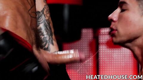 Skinny jock Vincent OReilly is bareback trained by muscular Joel Hart