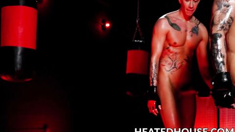 Skinny jock Vincent OReilly is bareback trained by muscular Joel Hart