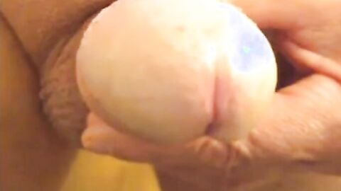 Smooth Grandpa Strokes His Uncut Cock