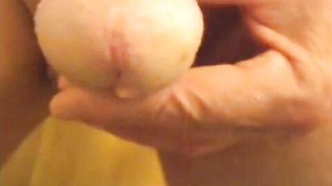 Smooth Grandpa Strokes His Uncut Cock