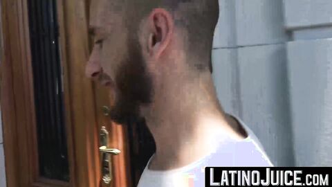 Bearded latino Mauricio gobbles my cock while hes masturbating
