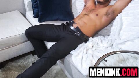 Roommates Dillon Diaz and Micah Martinez in bareback anal stretching