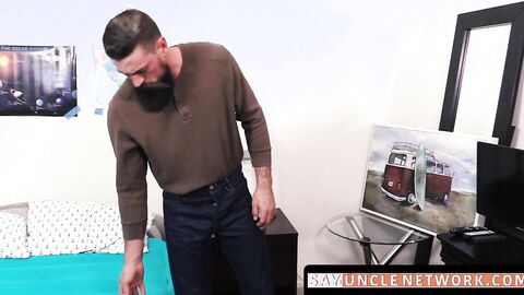 SayUncleNetwork.com - Big beard daddy shoves his dick in stepson's tight ass with pow