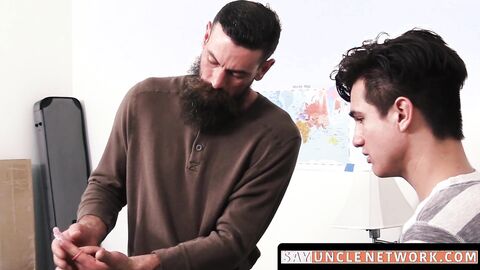 SayUncleNetwork.com - Big beard daddy shoves his dick in stepson's tight ass with pow