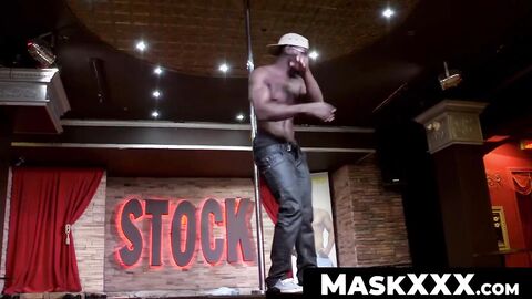 MaskXXX.com - Mature dude's blowjob to a black male stripper post-dance show