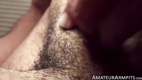 Meaty Latino Gabe worshipping his hairy armpits and hard penis