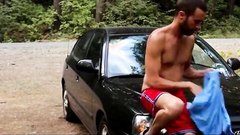 Big-Cock Hunk Jerks Off Outdoors