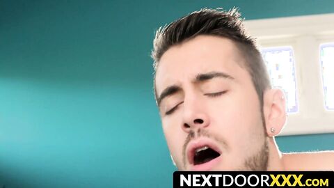 NextDoorXXX.com - Attractive young businessman sucks cock and rides his raw cock