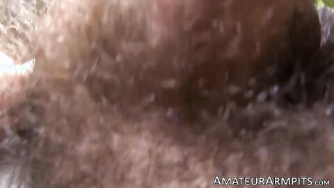 Extremely hairy Joel Someone licking his pits then masturbation