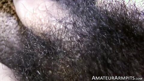 Rave Hardick strokes his hairy cock to unleash his sticky arousal