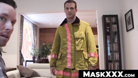 MaskXXX.com - Hunky fireman's slow strip and cock wanking session