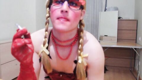 Smoking in Slutty Clothes: Amateur Crossdresser Blows You Away