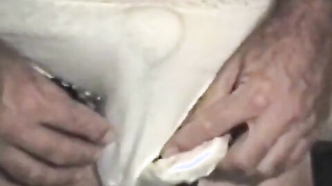 First Time with Pad in Panties - Vintage Amateur Crossdresser Fun!