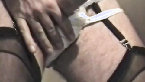 First Time with Pad in Panties - Vintage Amateur Crossdresser Fun!