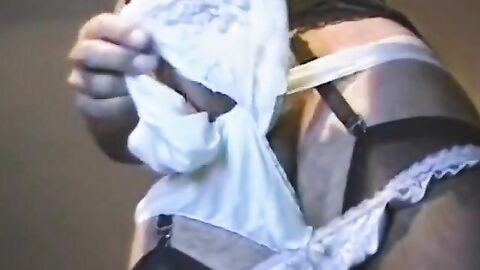 First Time with Pad in Panties - Vintage Amateur Crossdresser Fun!