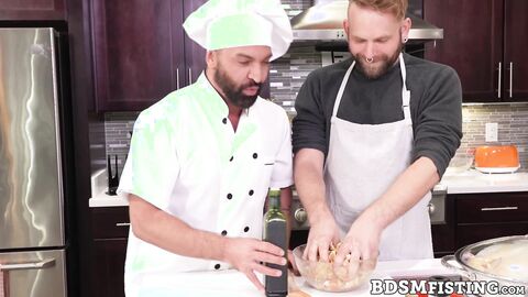 Master chef Dominic Pacifico fists his apprentice Josh Mikael