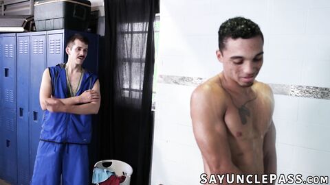 Amone Bane takes a hot shower fuck with naughty Coach Jonah Wheeler