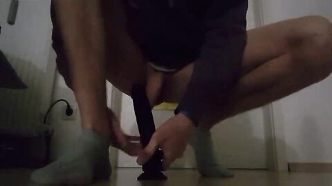 Twink Rides Black Dildo - Amateur Anal With Big Cock