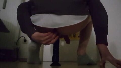 Twink Rides Black Dildo - Amateur Anal With Big Cock