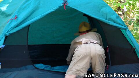 Colton McKeon helps Grey Gold fix his tent and his aching cock