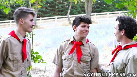 Grey Gold offers his ass to his scoutmasters to earn the badge