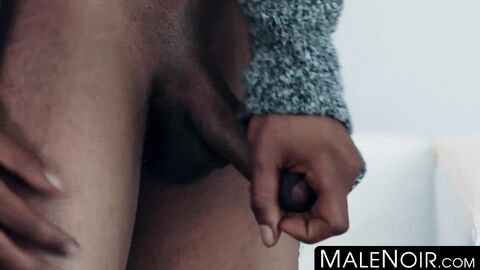 MaleNoir.com - Handsome tall black gay Aaron Reese strokes his BBC until he bursts wi