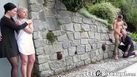 MILF Bianca M and Kiaro Santini feast on bisexual cocks