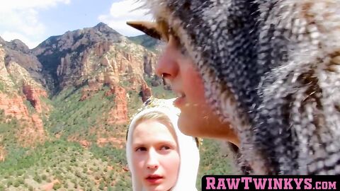 RawTwinkys.com - Outdoorsy gay Benjamin Riley cums hard while riding raw cock