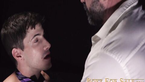 Jock Jay James jerks cock while getting ass drilled by hairy stud Bishop Angus