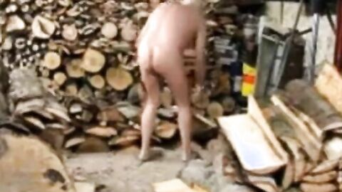 Silver Fox Strokes Wood at the Sawmill