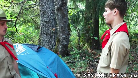 Scoutmaster Greg McKeon handles Cyrus Stark naughty scout orientation