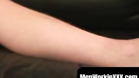 MenWorkinXXX.com - Tattooed mature hunk solo masturbates his big cock and cums hard