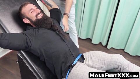MaleFeetXXX.com - Bearded Jaxton's tickle torment and chair bondage by a master's ski